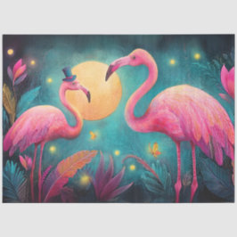 Decoupage Flamingo Heather Fireflies Love Story  Seidenpapier