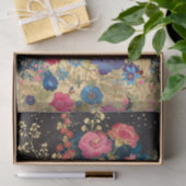 Decoupage Floral Fantasy Blume Gold Black L 131 Seidenpapier (Geschenk)