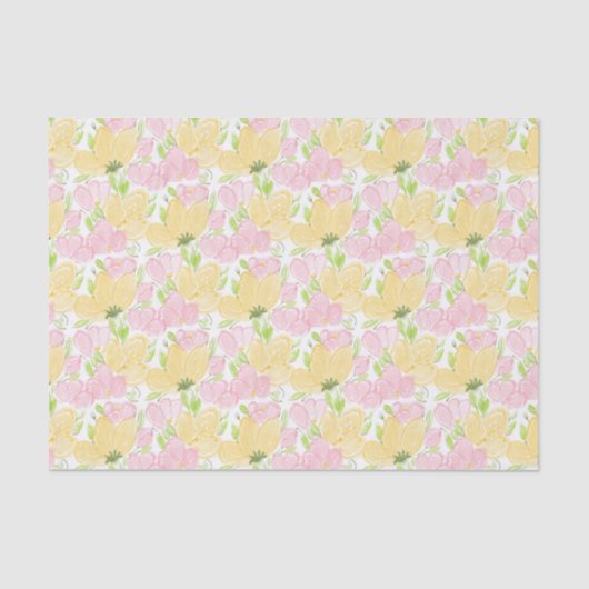 Decoupage Floral Gelb Rosa Farbe Seidenpapier (Vorderseite)