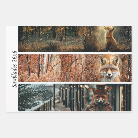 Decoupage Fox Forest Scenes Handsaw Panels  Geschenkpapier Set (Vorderseite)