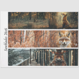 Decoupage Fox Forest Scenes Handsaw Panels Seidenpapier
