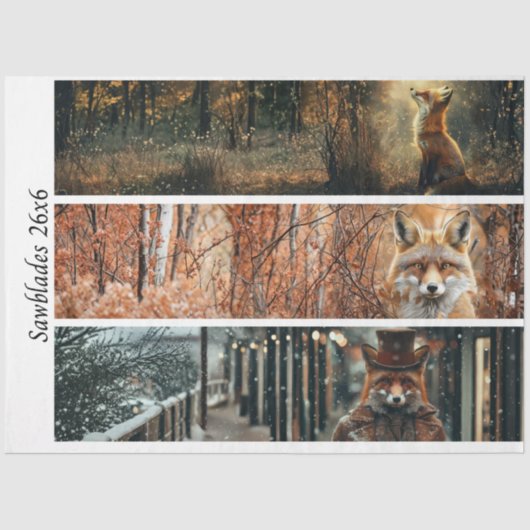 Decoupage Fox Forest Scenes Handsaw Panels Seidenpapier (Vorderseite)