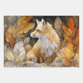Decoupage Fox with Autumn Leaves Art Nouveau Geschenkpapier Set (Vorderseite)