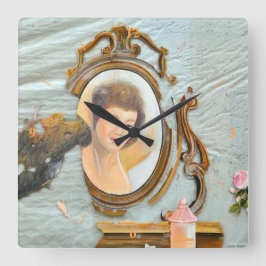 Decoupage Francais. Quadratische Wanduhr