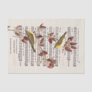 Decoupage French Vintag Sheet Music Wren Birds Seidenpapier