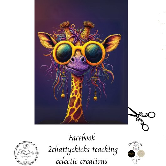 Decoupage Funky Giraffe Gelbe Sonnenbrille A Diva Seidenpapier