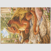 Decoupage Gemütliches Lesen Drache Seidenpapier (Vorderseite)