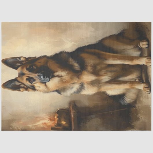 Decoupage German Shepard Posing Portrait Seidenpapier (Vorderseite)