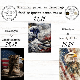 Decoupage Geschenkpapier USA Amerikanische Flagge  Set