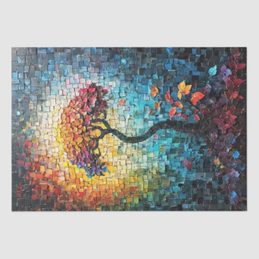 Decoupage - Gezäunt Keramik - Träumbaum - Seidenpapier (Vorderseite)