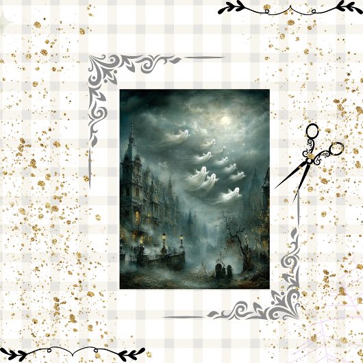 Decoupage Ghost Light Hollow Fog Bedeckte Burg Seidenpapier