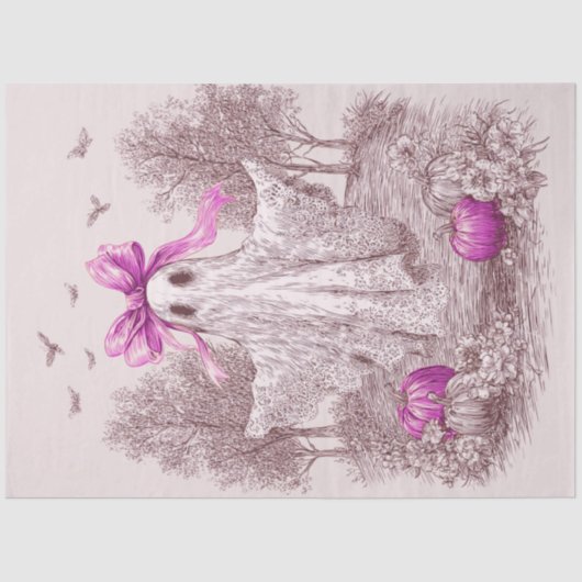 Decoupage Ghost vergewaltigt in rosa Spitzen Hallo Seidenpapier (Vorderseite)