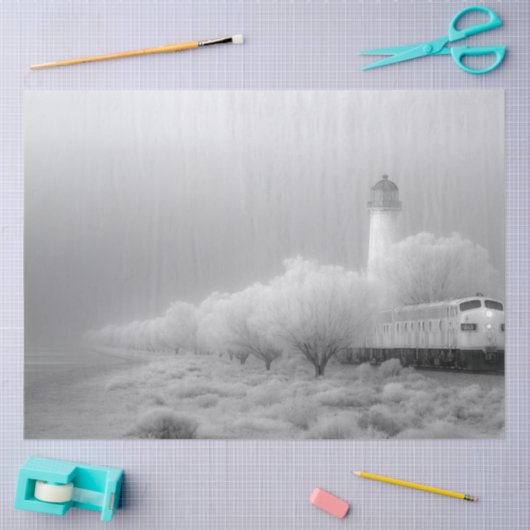 Decoupage Ghost White Winter Train Reise Seidenpapier (Basteln)