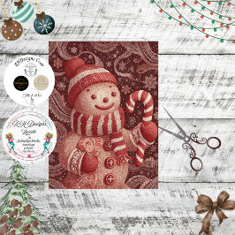 Decoupage Gingerbread Snowman Candy Cane Scene Seidenpapier