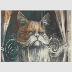 Decoupage Glamour Cat Mustache Abstrakt Seidenpapier