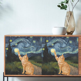 Decoupage Gogh Kätzchen Sternennacht Katze Seidenpapier