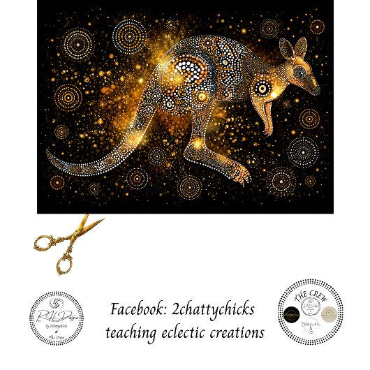 Découpage Golden Kangaroo Aboriginal Dot Art Seidenpapier