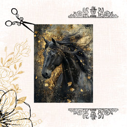 Decoupage Golden Majestät Black Hallion Seidenpapier