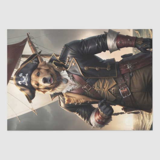 Decoupage - Golden Retriever Pirate Dog - Seidenpapier (Vorderseite)