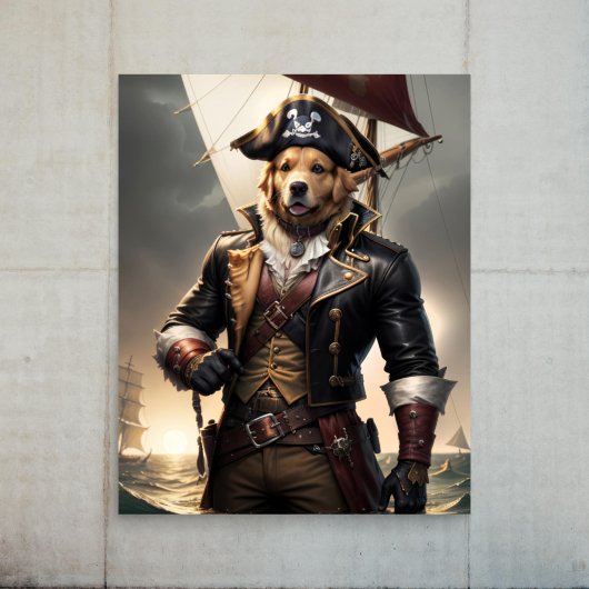 Decoupage - Golden Retriever Pirate Dog - Seidenpapier