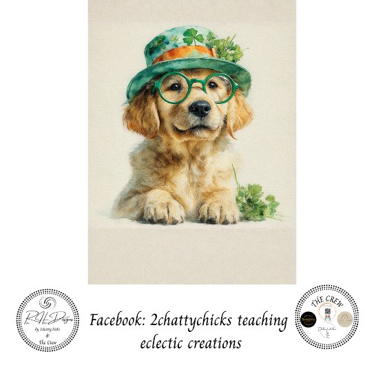 Découpage Golden Retriever St. Patrick's Day Seidenpapier