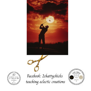 Decoupage Golfer Silhouette Feuriger Horizont Seidenpapier