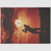 Decoupage Golfer Silhouette Fiery Horizon Seidenpapier (Vorderseite)