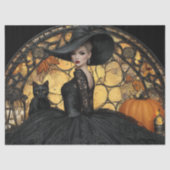 Decoupage gothan Frau Autumn Print verklebt Glas Seidenpapier (Vorderseite)