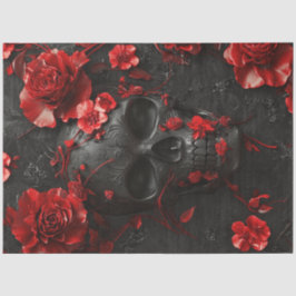 Decoupage Gothic Black Marble Skelett-Rote Rosen Seidenpapier