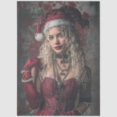 Decoupage Gothic Christmas Good Witch in Red Seidenpapier (Vorderseite)