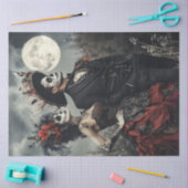 Decoupage Gothic Couple bedruckt Schwarz Rot & Mon Seidenpapier (Basteln)