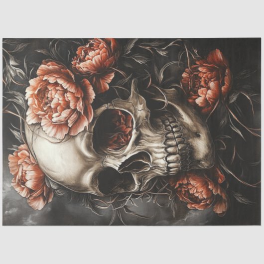 Decoupage Gothic Elegante Bronze Toned Skull Seidenpapier (Vorderseite)
