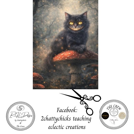 Decoupage Gothic Enchanted Forest Inspired Cat  Seidenpapier