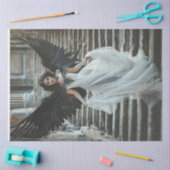 Decoupage Gothic Good Angel White Dress Black Wing Seidenpapier (Basteln)