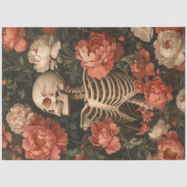 Decoupage Gothic Grace Skeleton Peach Cream Blume Seidenpapier