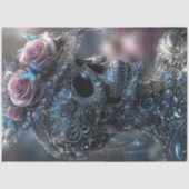 Decoupage Gothic Luxe Skull Krönte in Bloom Seidenpapier (Vorderseite)