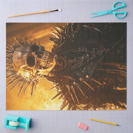 Decoupage gothic Metallic Skull Spikes Abbildung Seidenpapier (Basteln)