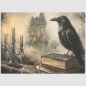 Decoupage Gothic Raven Spuk Mansion Foggy Seidenpapier (Vorderseite)