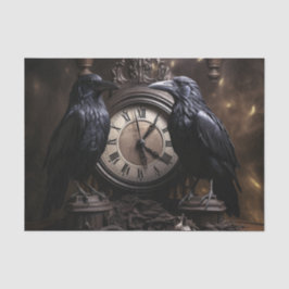 Decoupage Gothic Ravens mit Uhr Seidenpapier