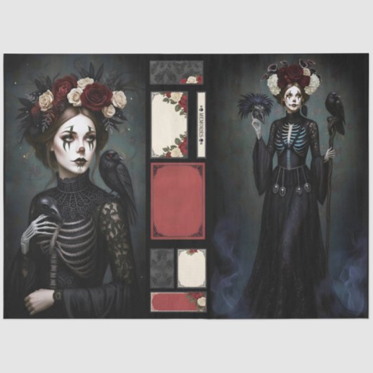 Decoupage Gothic Rose Queen – Dark Romantic Art  Seidenpapier (Vorderseite)