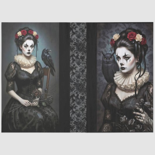 Decoupage Gothic Rose Queen – Dark Romantic Art  Seidenpapier (Vorderseite)