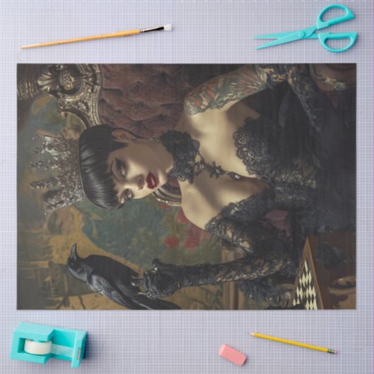 Decoupage Gothic Royalty Queen in Black Seidenpapier (Basteln)