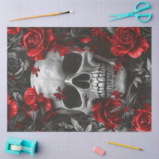 Decoupage Gothic Silver Skeleton Skull Seidenpapier (Basteln)