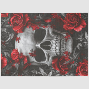 Decoupage Gothic Silver Skeleton Skull Seidenpapier