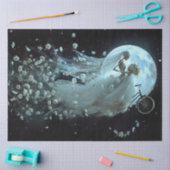 Decoupage Gothic Skeleton Bride Bicycle White Schl Seidenpapier (Basteln)