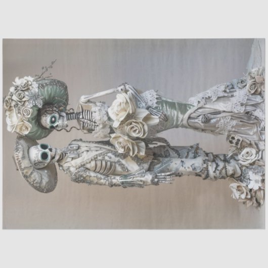 Decoupage Gothic Skeleton Couple Silver Attion Seidenpapier (Vorderseite)