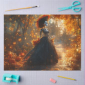 Decoupage Gothic Skeleton Elaborate Black Dress Seidenpapier (Basteln)