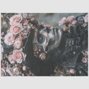 Decoupage Gothic Skeleton Maske Rosa Blume Seidenpapier