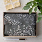 Decoupage Gothic Skeleton Queen Black Chair Seidenpapier (Geschenk)