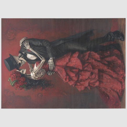 Decoupage Gothic Skeleton Romantic Couple Dance Seidenpapier (Vorderseite)